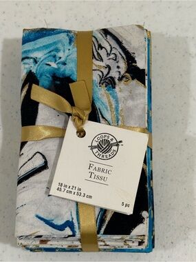 Loops & Threads Blue Metallic Marble Fabric Bundle ~ 5PC ~ 18in x 21in